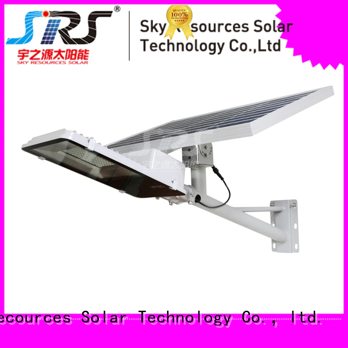 SRS bifacial solar street light with panel and battery diagram for school