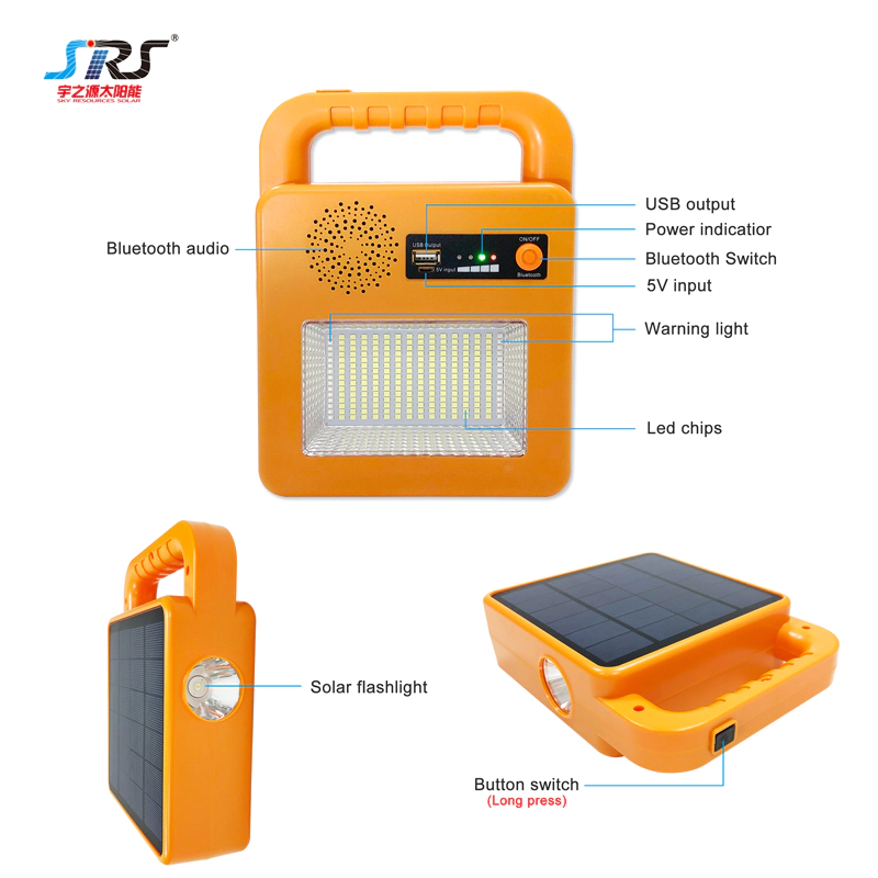 Portable Multifuncitional Integrated Bluetooth Solar Flood Light Flashlight YZY-PVY-022