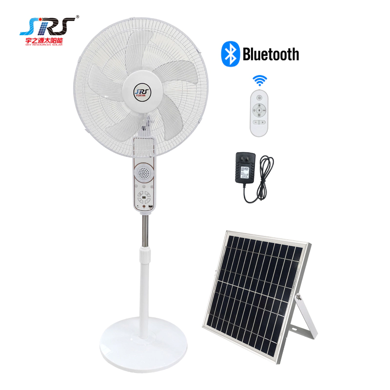 SRS new product portable solar fan remote control with bluetooth